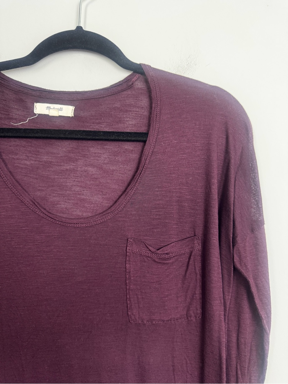 MADEWELL | Slouchy Lightweight Long-Sleeve Scoop Neck Top in Plum Women’s Size S - Picture 4 of 7